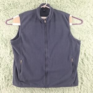 Lands End Fleece Vest Xl Mens Navy Full Zip